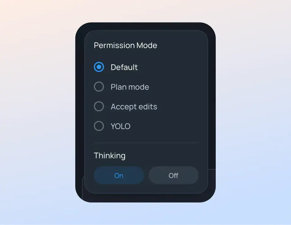 Permission modes and thinking toggle
